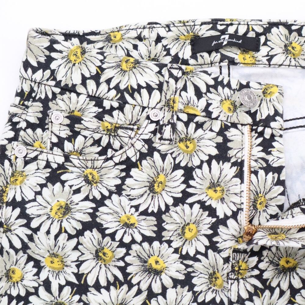Womens 7 FOR ALL MANKIND Sz 25 Sunflower Skinny Jeans Stretch Black Yellow - Picture 5 of 12